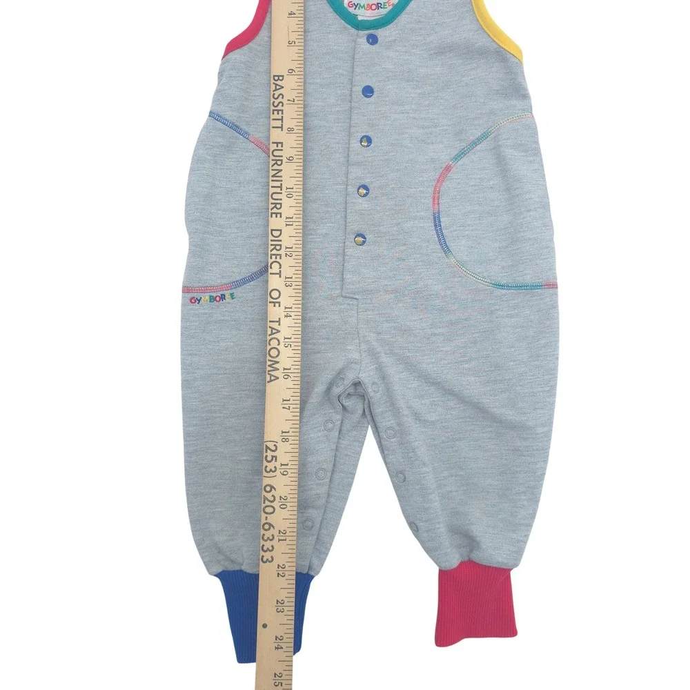 Gymboree Romper Vintage 90s Colorblock Gray Rainbow Baby Size 6-12 Months